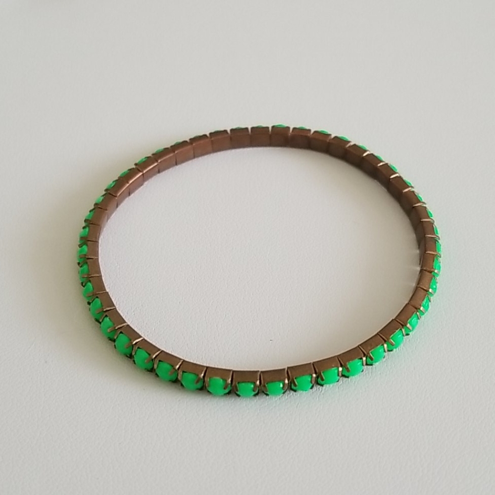Elastic Green and Bronze Bracelet